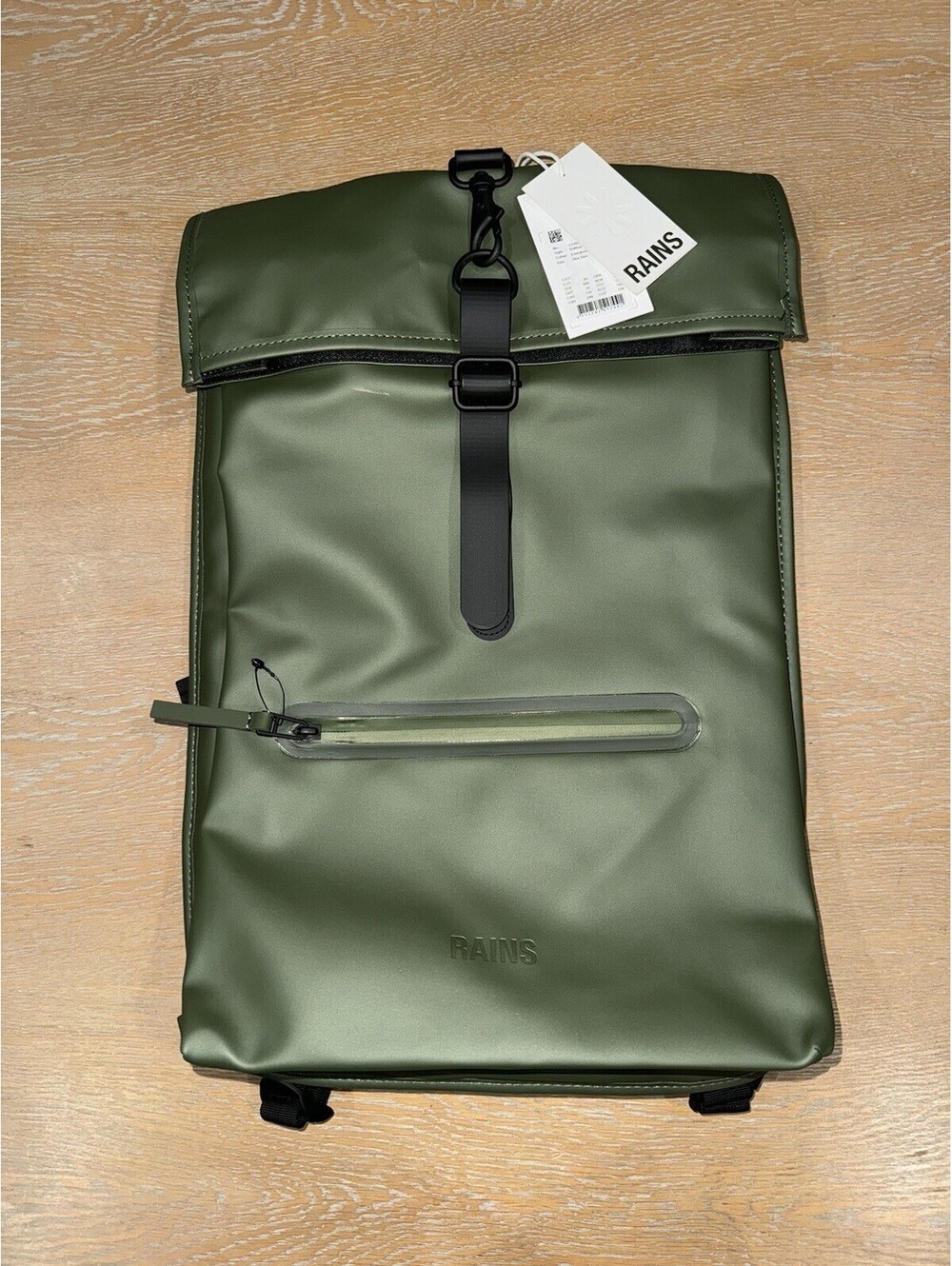 NEW RAINS Rolltop Rucksack W3 Backpack In Olive Green